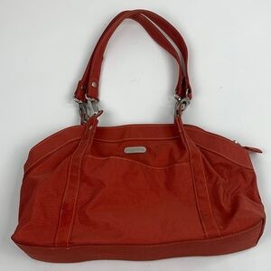Baggallini Dark coral rust Shoulder Bag Silver Zip Orange Lined Pockets Key clip